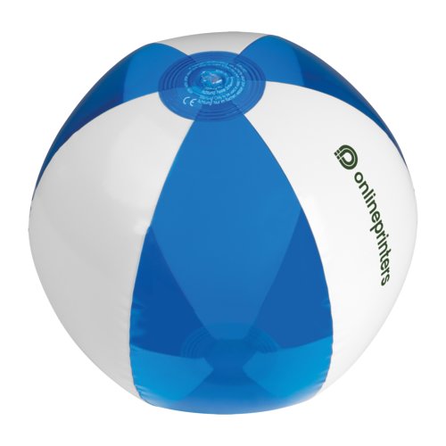 Blauwe opblaasbare plastic strandbal.