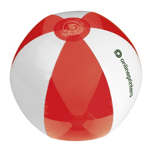 Rode PVC strandbal, opblaasbaar.