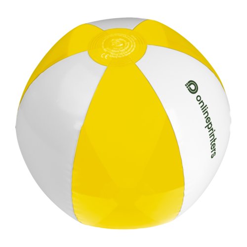 Gele PVC strandbal, opblaasbaar.