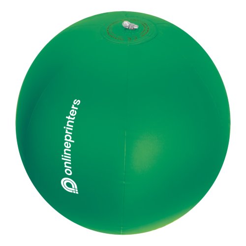 Groene plastic strandbal met opblaasbaar ventiel.