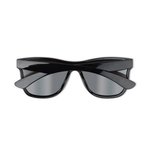 Zwarte kunststof wayfarer zonnebril.