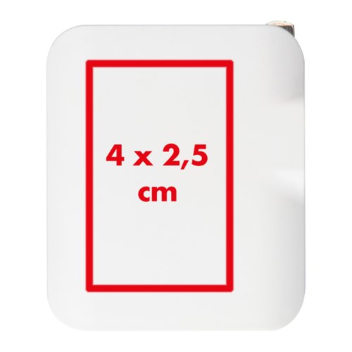 Witte reisadapter met afgeronde hoeken.
