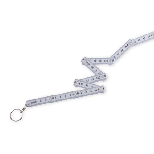 Witte duimstok sleutelhanger met ring.