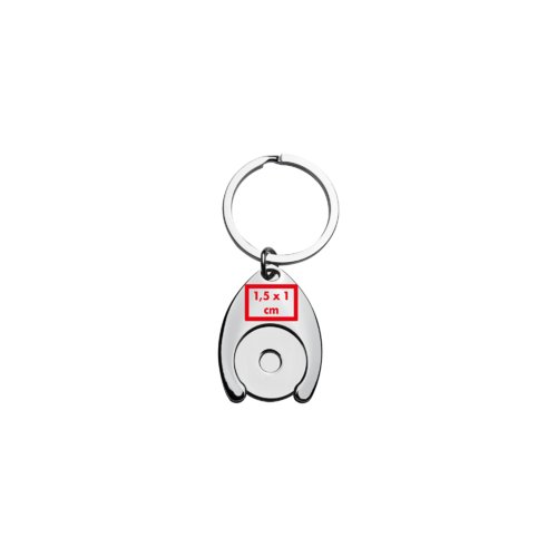 Metalen sleutelhanger met winkelwagenmunt.