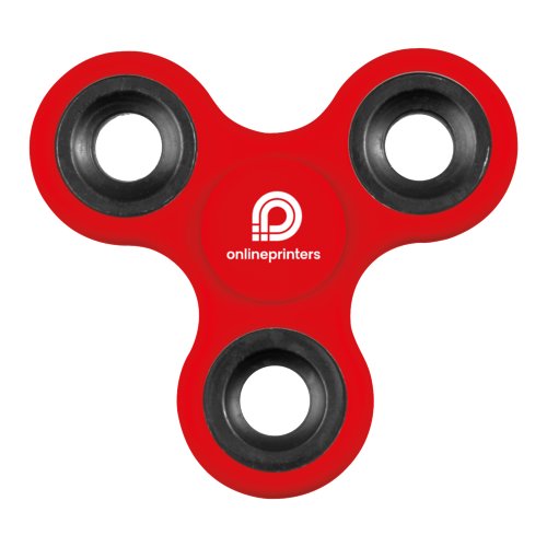Rode plastic fidget spinner met drie armen.