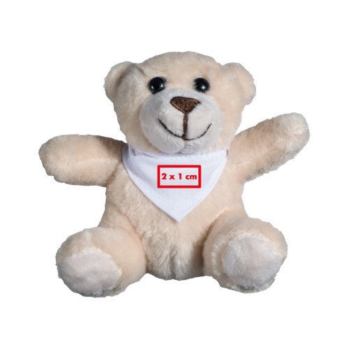 Beige pluche teddybeer met zakdoek voor baby's.