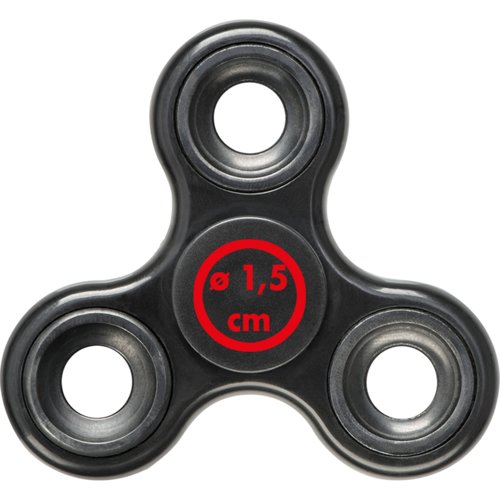 Donkere plastic fidget spinner met drie armen.