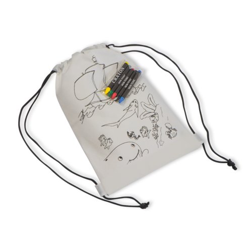 Witte non-woven sporttas met trekkoord.