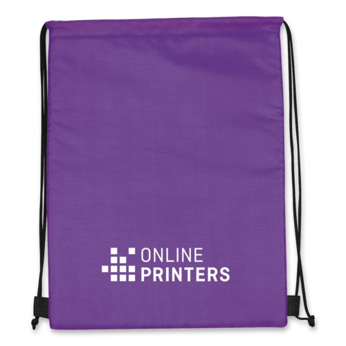 Paarse polyester koel-/sporttas met trekkoord.