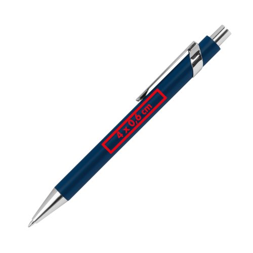 Blauwe metalen balpen met clip.