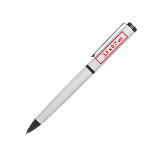 Metalen balpen met clip en drukmechanisme.