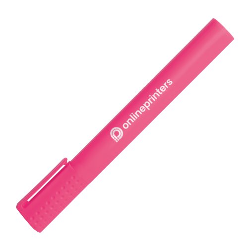Roze markeerstift met beitelpunt en dop.