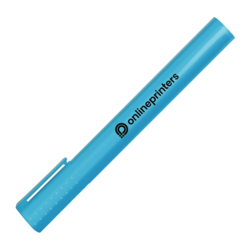 Lichtblauwe markeerstift met beitelpunt en dop.