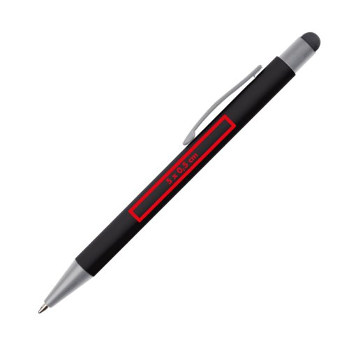 Zwarte balpen met touch-pen en clip.