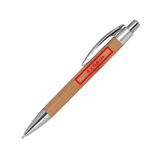 Lichte bamboe balpen met clip en drukmechanisme.