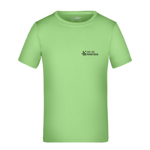 Appelgroen polyester T-shirt voor kinderen met korte mouwen.