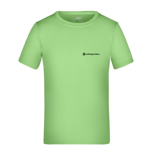 Appelgroen polyester T-shirt voor kinderen met korte mouwen.