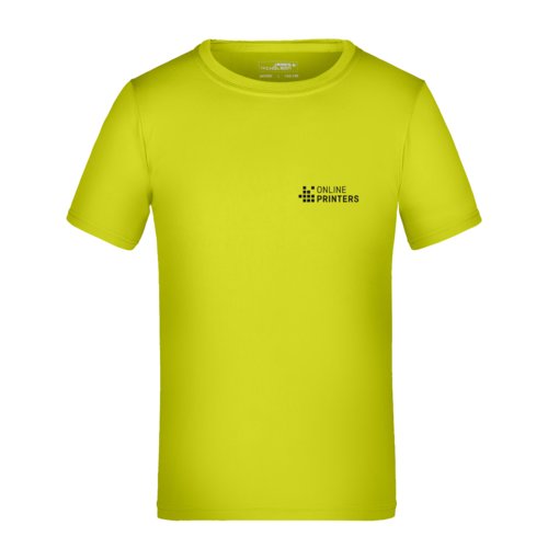 Neon geel polyester T-shirt voor kinderen met korte mouwen.