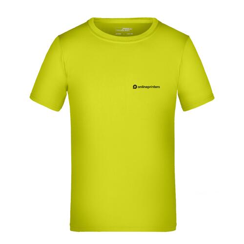 Neon geel polyester T-shirt voor kinderen met korte mouwen.