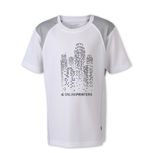 Wit polyester kinder hardloopshirt met korte mouwen.