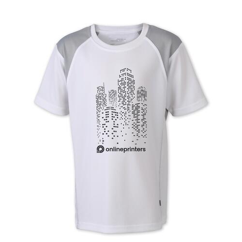 Wit polyester kinder hardloopshirt met korte mouwen.
