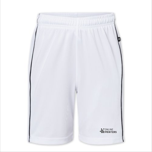 Witte polyester sportshorts voor kinderen met elastische tailleband.
