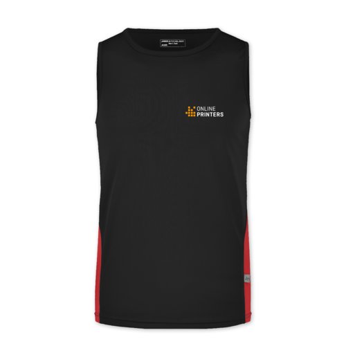Zwart-rode polyester tanktop voor heren.