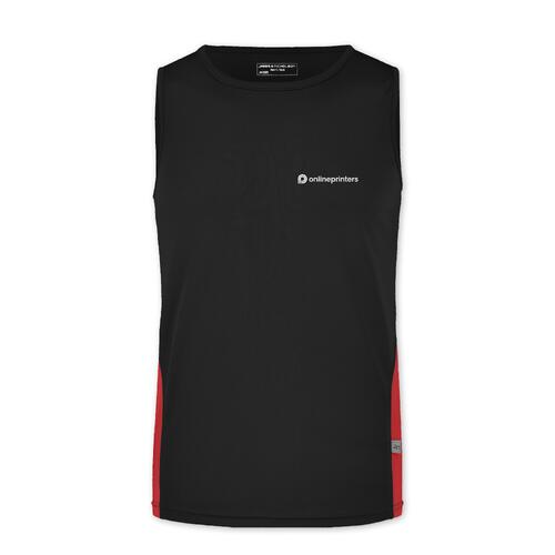 Zwart-rode polyester tanktop voor heren.