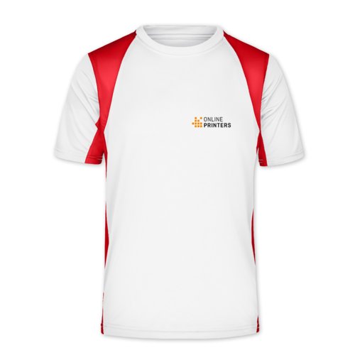 Wit/rood polyester functioneel shirt voor heren.