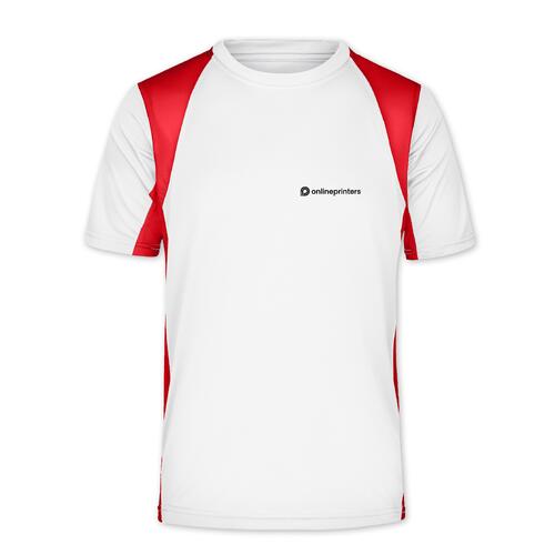Wit/rood polyester functioneel shirt voor heren.