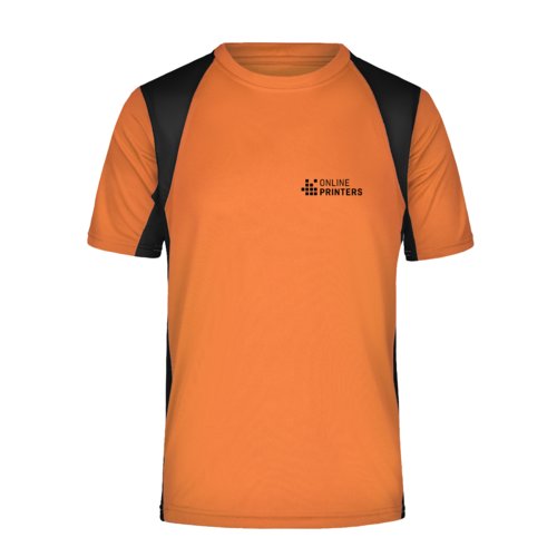 Oranje polyester functioneel shirt voor heren met korte mouwen.
