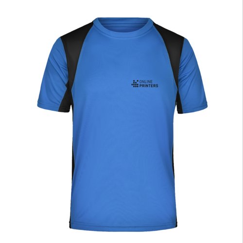 Blauw polyester functioneel shirt voor heren met korte mouwen.