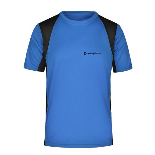 Blauw polyester functioneel shirt voor heren met korte mouwen.