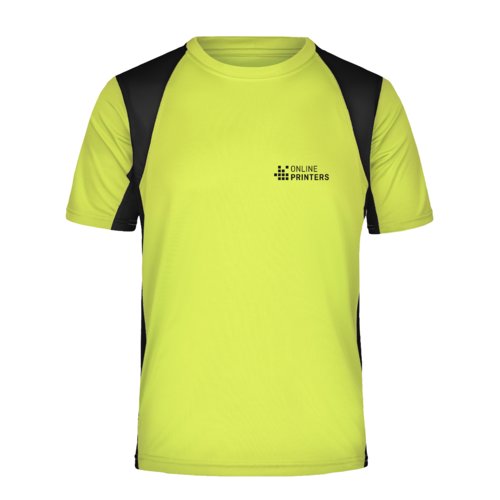 Neon geel polyester functioneel shirt voor heren met korte mouwen.