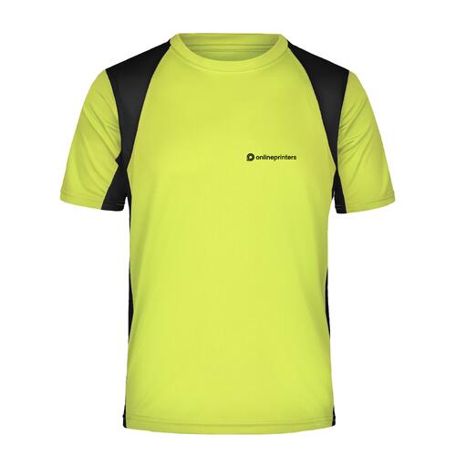 Neon geel polyester functioneel shirt voor heren met korte mouwen.