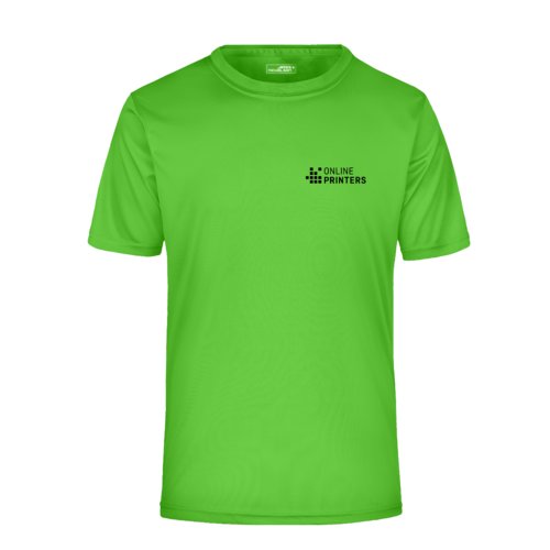 Appelgroen polyester T-shirt met korte mouwen.
