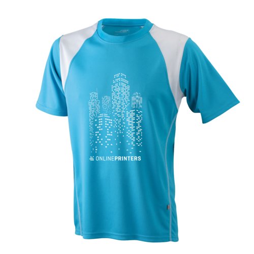 Lichtblauw polyester sportshirt voor heren.