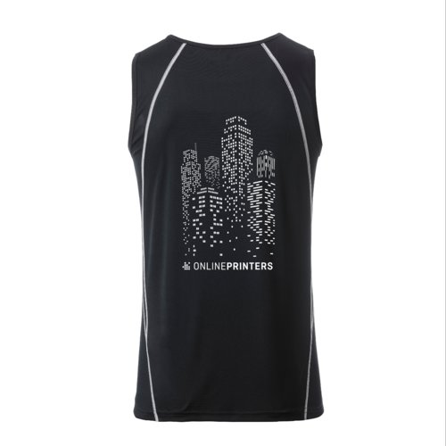 Zwart-witte polyester sporttanktop voor heren.