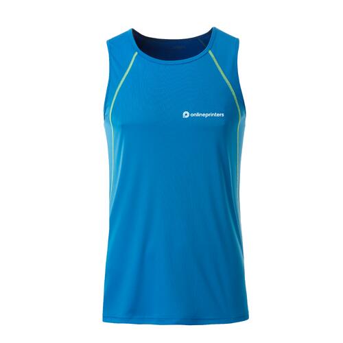 Blauwe en neongele polyester tanktop voor heren.