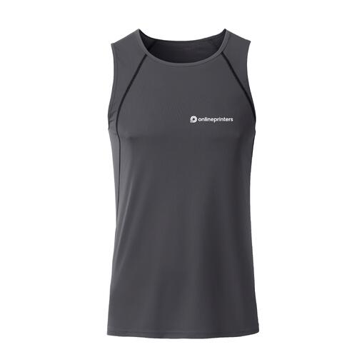 Donkergrijs polyester sporttanktop voor heren.