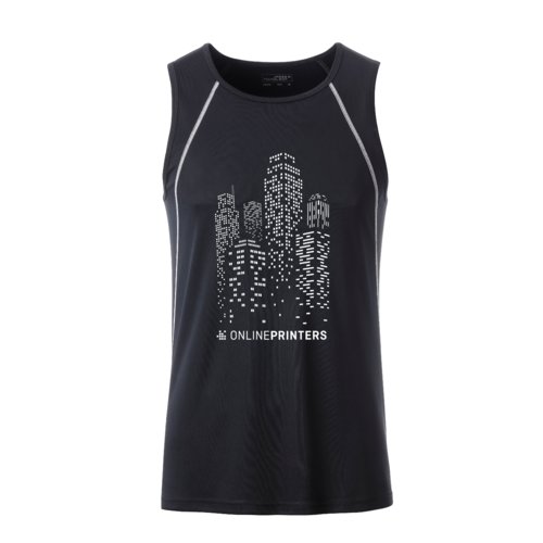 Zwart-witte polyester tanktop voor heren met sportieve snit.