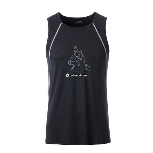Zwart-witte polyester tanktop voor heren met sportieve snit.
