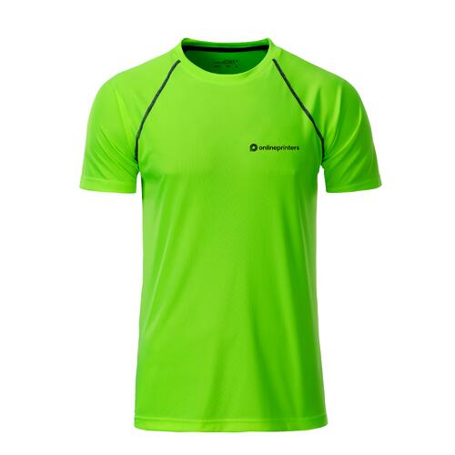 Groen sport-T-shirt van functioneel materiaal voor heren met korte mouwen.