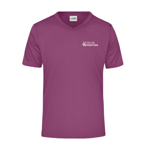 Paars polyester V-hals shirt voor heren.