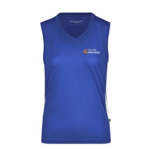 Koningsblauwe polyester tanktop voor dames.