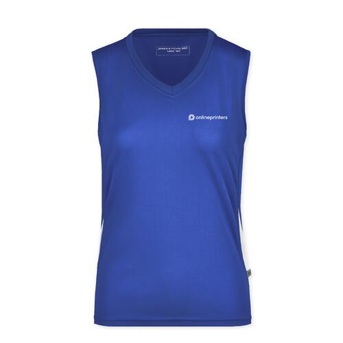 Koningsblauwe polyester tanktop voor dames.