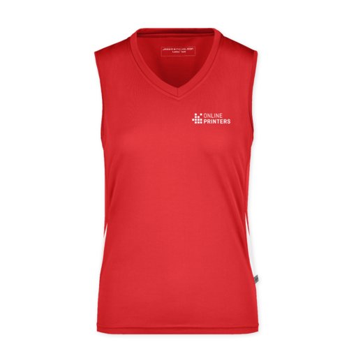 Rode en witte polyester tanktop voor dames.