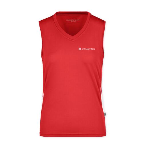 Rode en witte polyester tanktop voor dames.