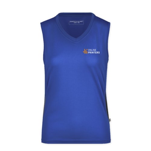 Koningsblauwe polyester damestanktop.