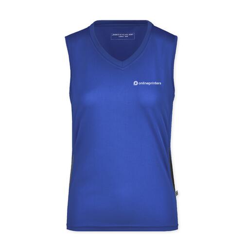 Koningsblauwe polyester damestanktop.